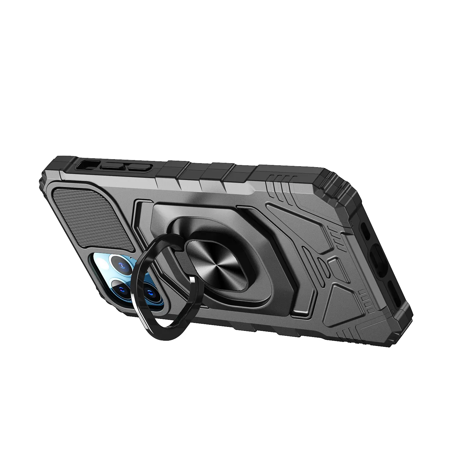 iPhone 16 Pro Max Anti-Fall Armor Ring Bracket Case Black